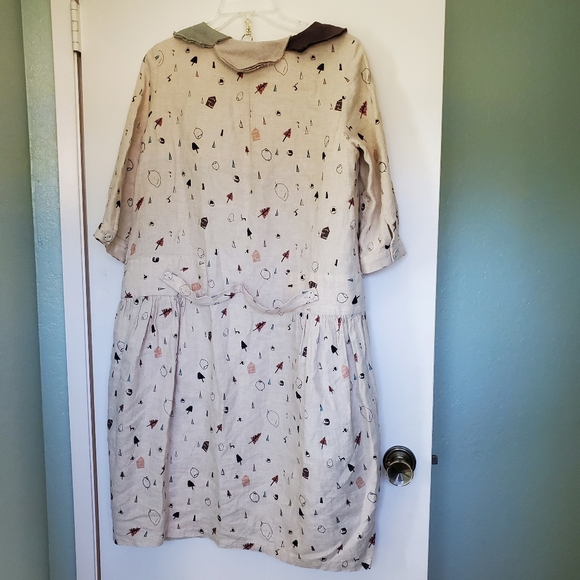 Whiple Dress Tunic Lagenlook Unique Collar 3 Pockets Baggy - Picture 2 of 10